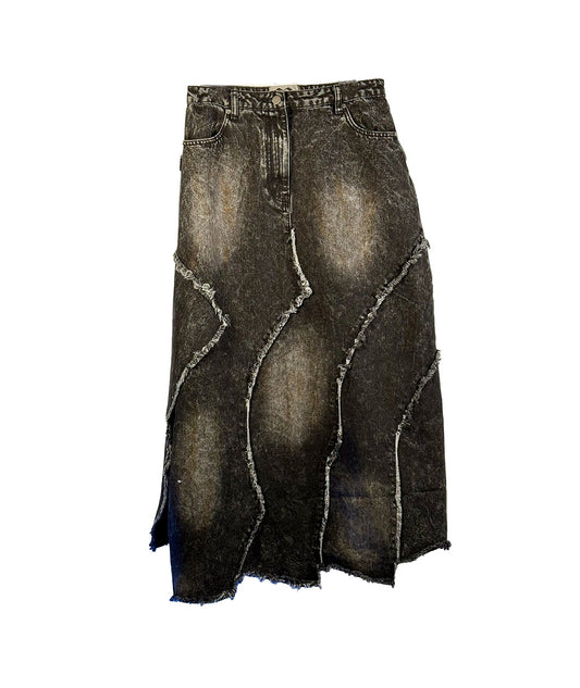 Fuzzykon Spliced Black Long Skirt