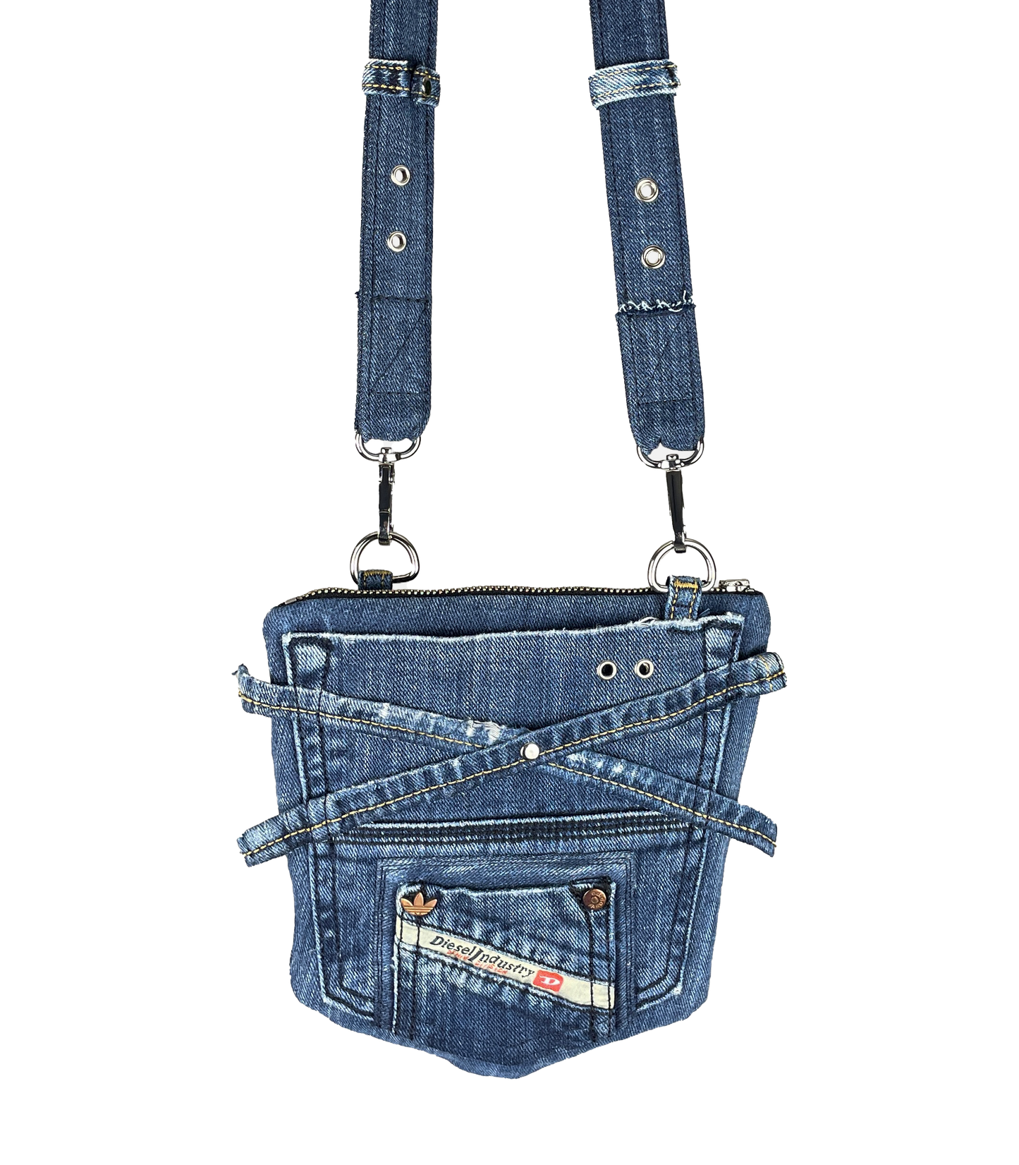 Up-cycled Diesel x Adidas Denim Pocket Bag